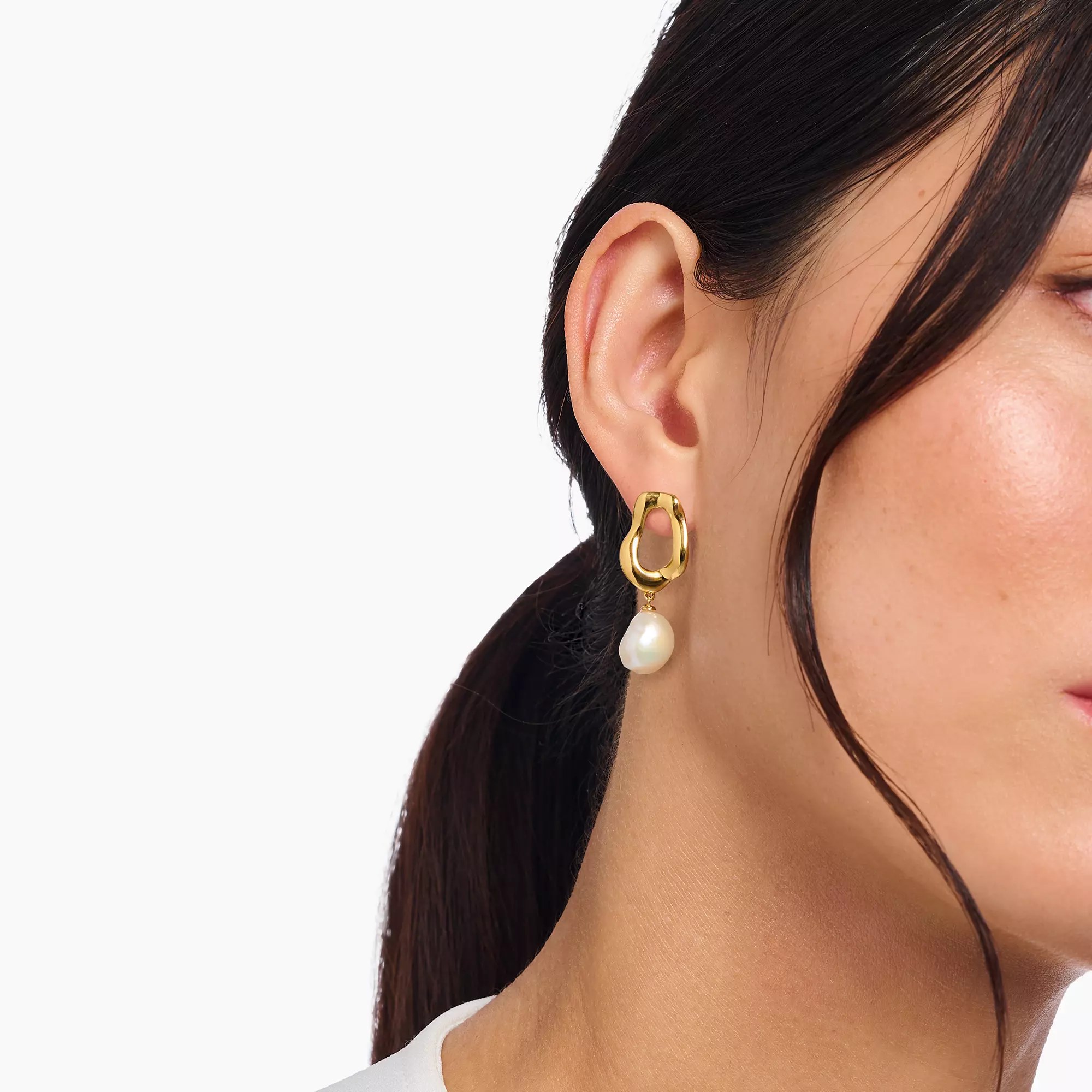 Thomas Sabo Ohrringe mit Perle Natural Beauty vergoldet – Silber – Ansicht 4