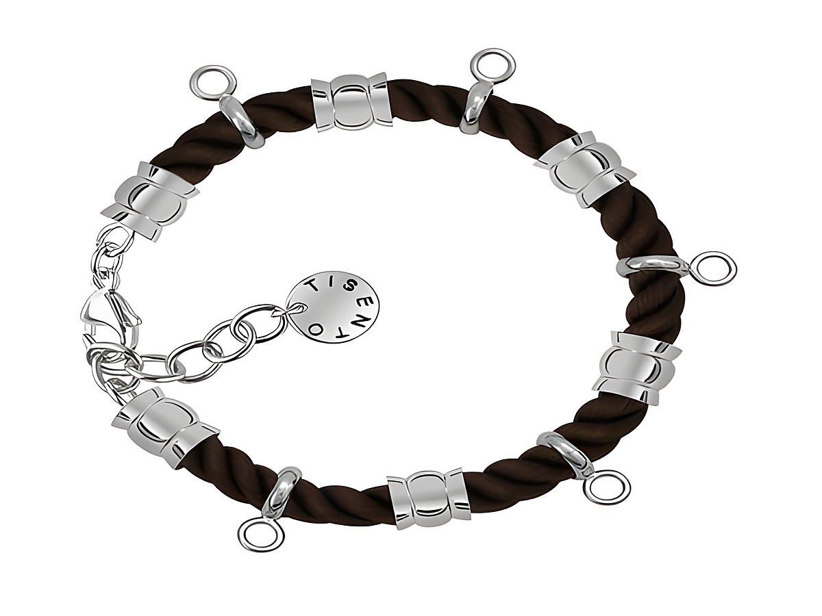 Braunes Kordelarmband von Ti Sento mit silbernen Elementen, verstellbar von 18 bis 21 cm, elegantes und stilvolles Design für jeden Anlass.