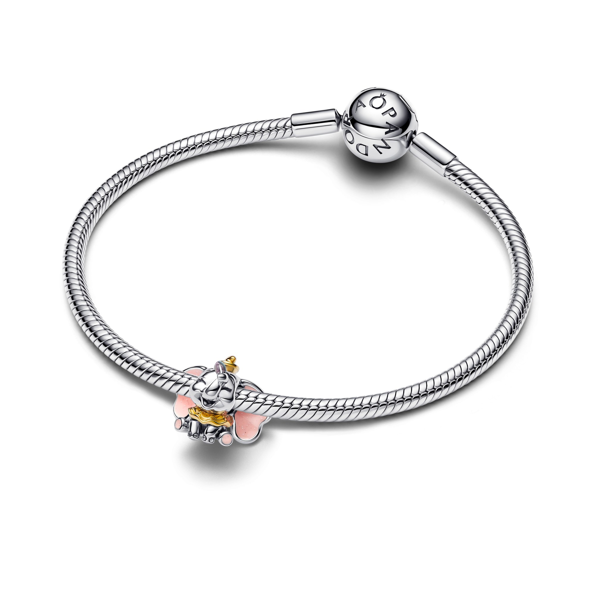 Pandora Disney Dumbo Charm - Sterling Silber & Gelbgold Vergoldung - Emaille Pink – Ansicht 3