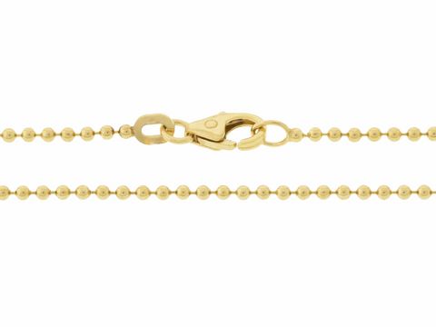 Kugelkette 585 Gold mit einer Länge von 42 cm und einer Stärke von 1,5 x 1,5 mm, ausgestattet mit einem Karabiner, Hersteller Juwelier Harnisch.