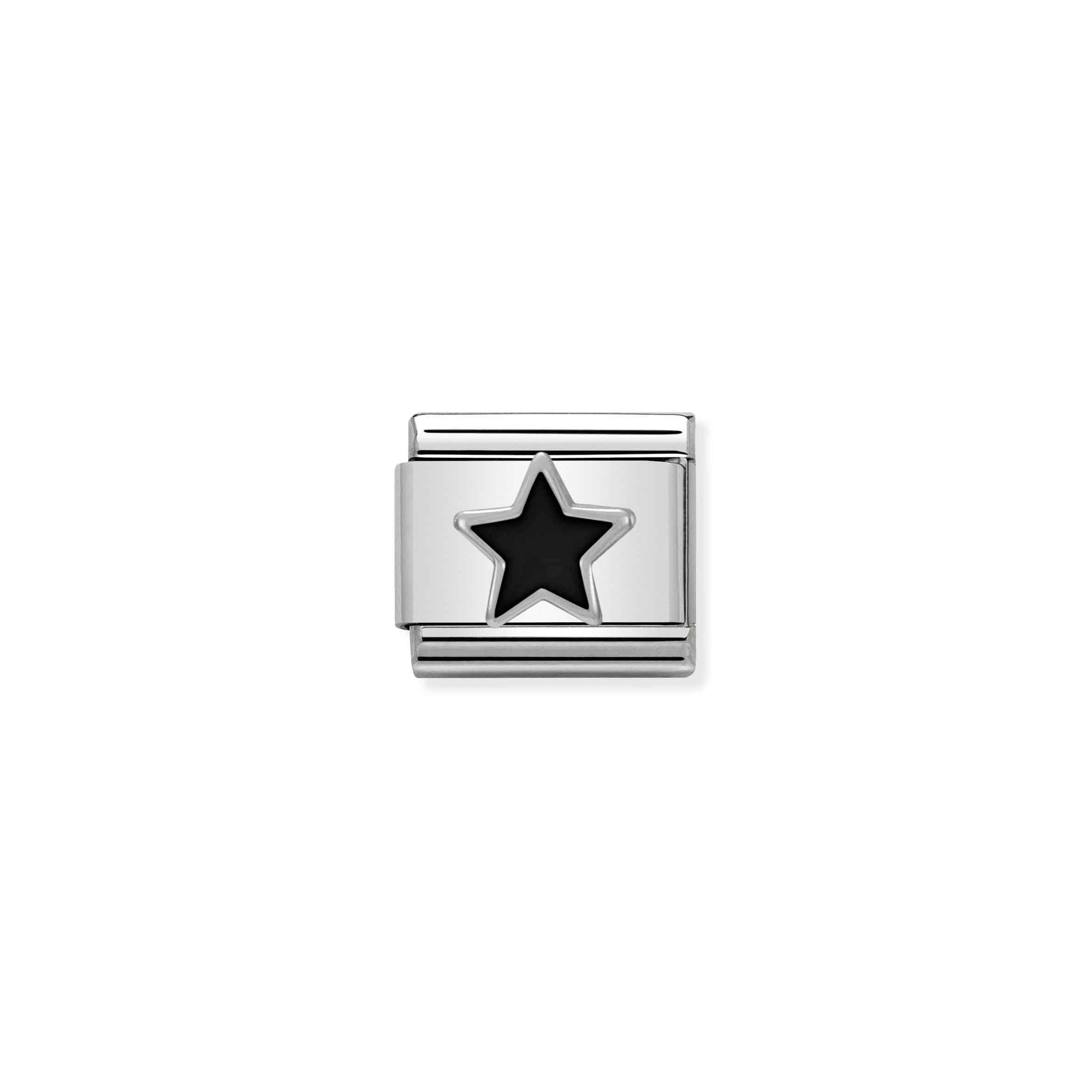 Nomination Composable Classic Charm Stern schwarz - Edelstahl, Silber 925, Emaille