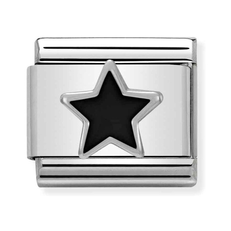 Nomination Composable Classic Charm Stern schwarz - Edelstahl, Silber 925, Emaille