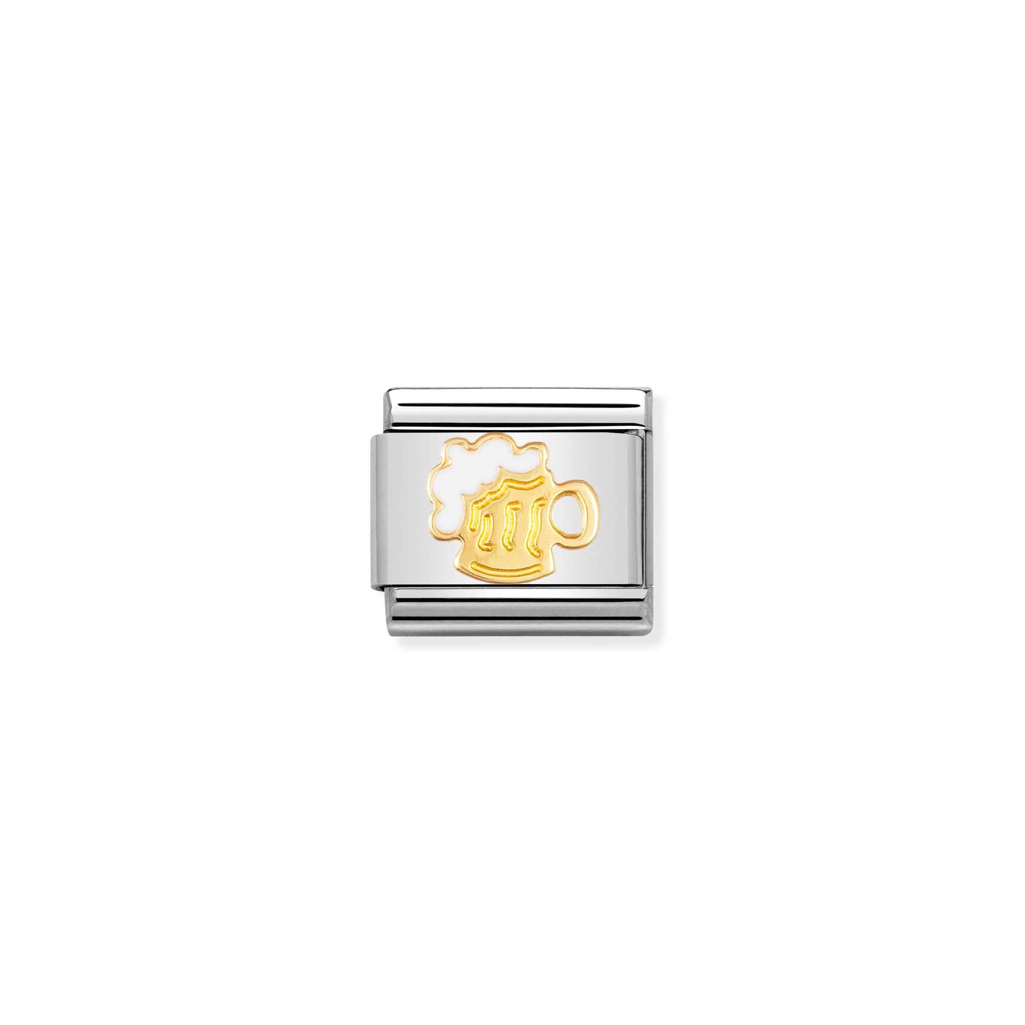 Nomination Composable Classic Charm Bierglas - Edelstahl, Gold 750 Gelbgold, Emaille