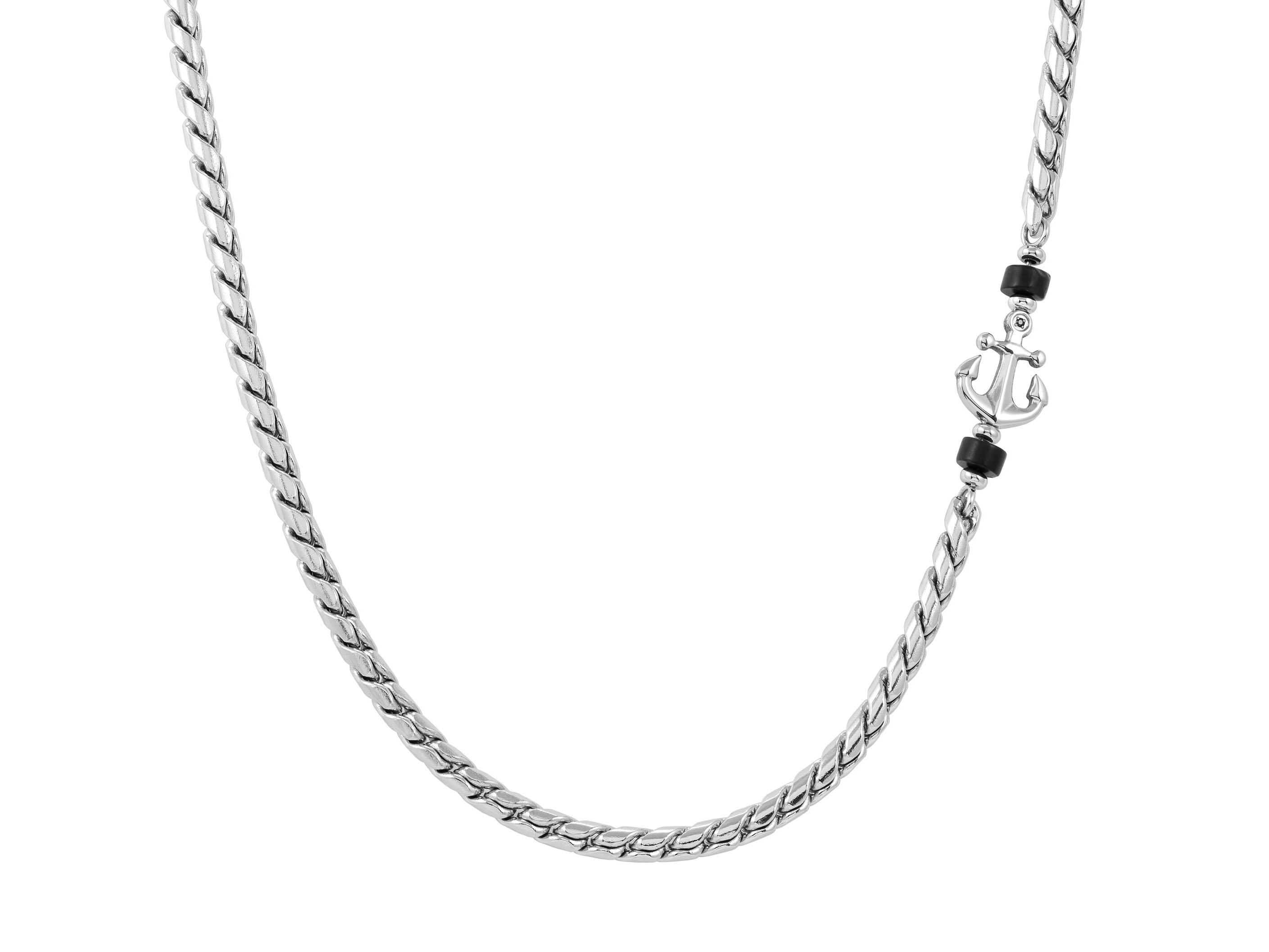 Schicke Halskette von Nomination aus der ATLANTE STONES EDITION, 55-60 cm lang, mit einem Anker und schwarzem Achat, ideal für einen eleganten Look. Neuheiten im Schmuckdesign.