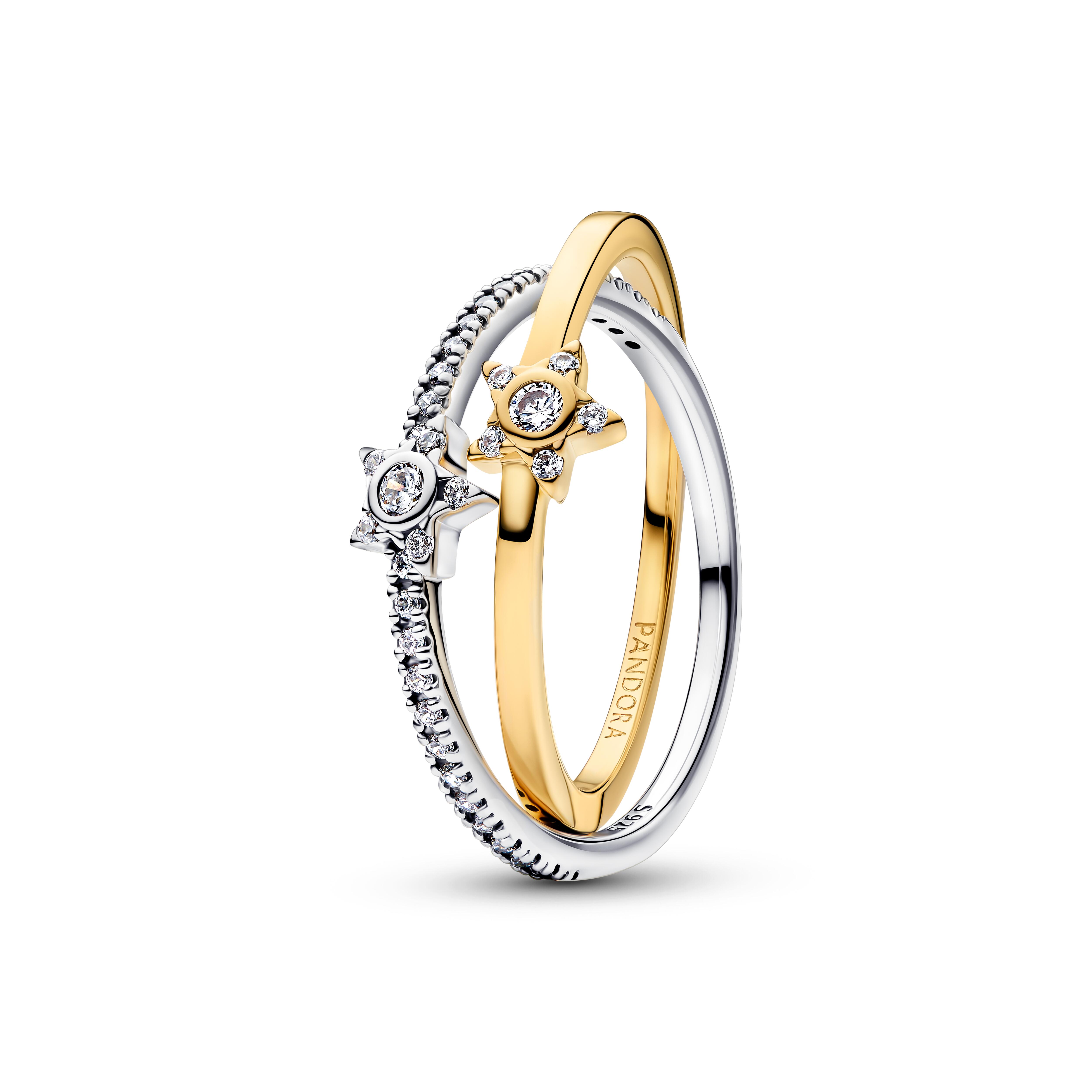 Pandora Timeless - Crossover-Ring Stella Stern - Sterling Silber bicolor - Gr. 60 - 165079C01-60