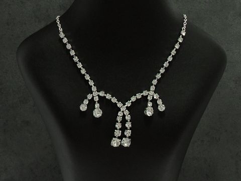 Strass Collier Kette zeitlos in weiß, 38-45 cm, funkelt elegant mit Sterling Silber und silberfarbenem Design, ideal für festliche Anlässe, Hersteller: Juwelier Harnisch.