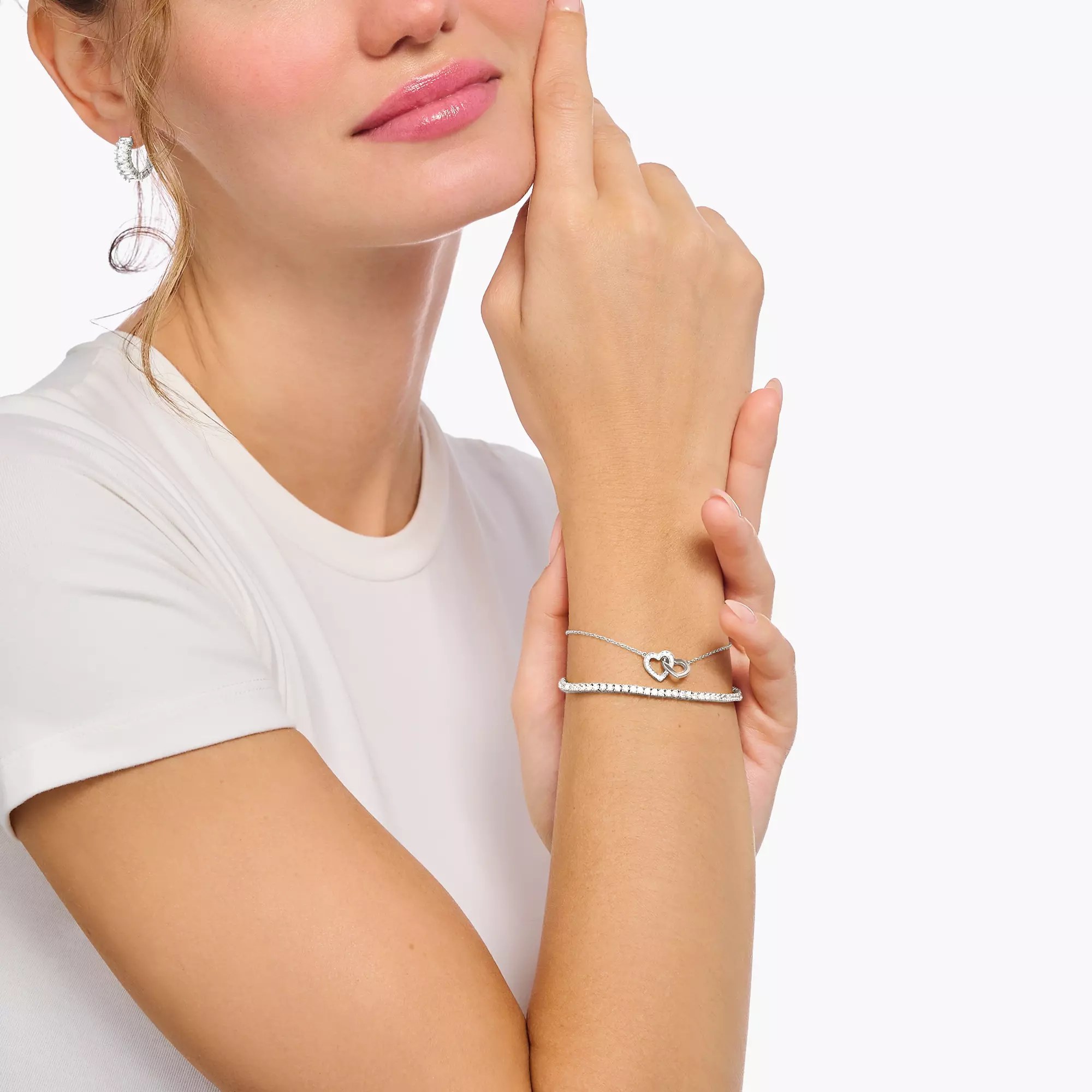 Thomas Sabo Tennisarmband mit weißen Steinen Silber – Zirkonia – runde Steine – 19 cm – Ansicht 2