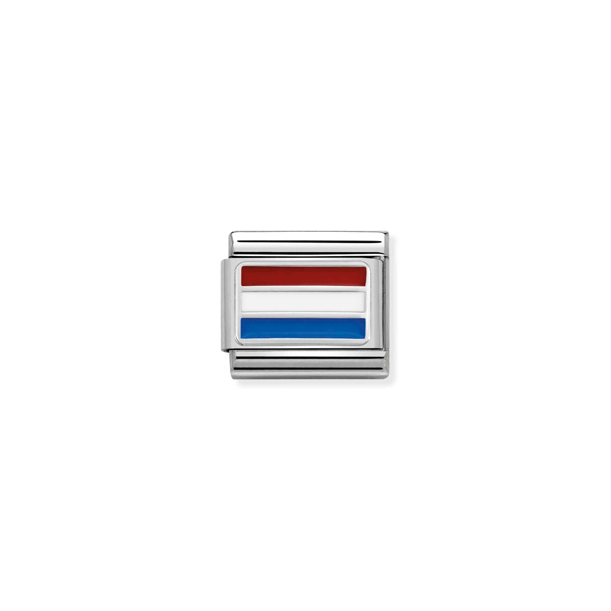 Nomination Composable Classic Charm Flagge Niederlande - Edelstahl, Sterling Silber, Emaille