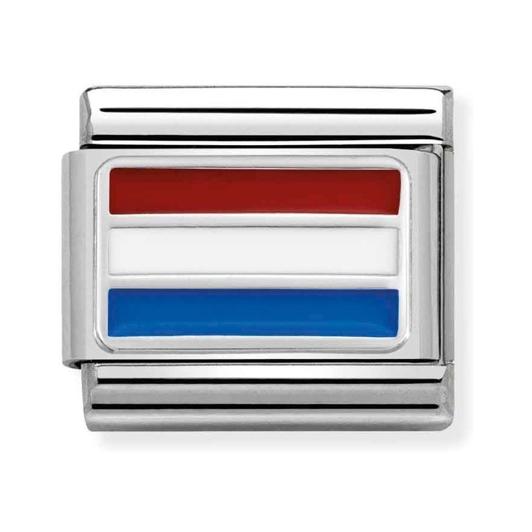 Nomination Composable Classic Charm Flagge Niederlande - Edelstahl, Sterling Silber, Emaille