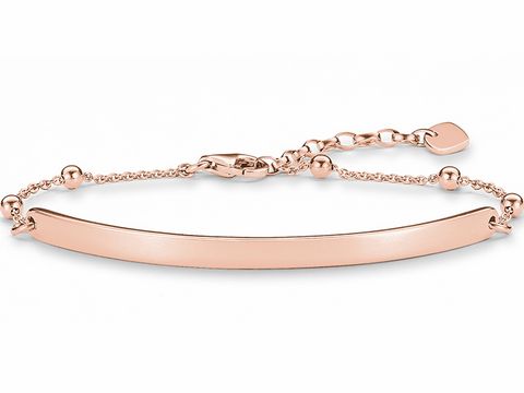 Thomas Sabo LBA0044-415-12-L19,5v Love Bridge Armband in Silber vergoldet mit Roségold, filigrane Kette mit einem glatten, ovalen Element und kleinen Perlen, individuell anpassbar von 16,5 bis 19,5 cm.