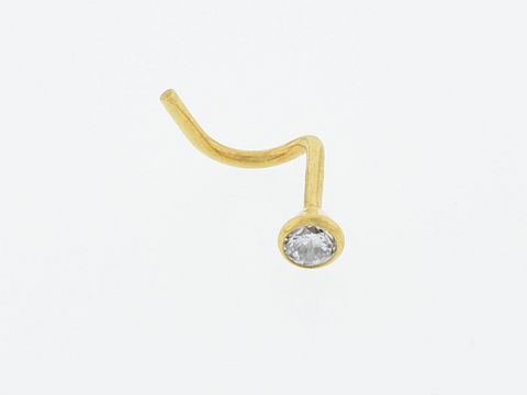 Gold Nasenstecker in rundem Design aus 750 Gold, modisch mit Zirkonia verziert, hergestellt von Juwelier Harnisch, ideal für stilbewusste Träger.