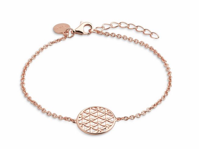 Xenox Sterling Silber Armband XS2899R in Roségold vergoldet mit einer Lebensblume als Anhänger, elegante Ankerkette in 15-20 cm Länge, zeitloses Schmuckstück für jeden Anlass.