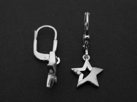 30884-0 Hänger mit Stern, Silber Ohrringe, traumhaft, Zirkonia, weiß, Hersteller Juwelier Harnisch, Ohrhänger mit Stein, modernes Design, ideales Accessoire für jeden Anlass.