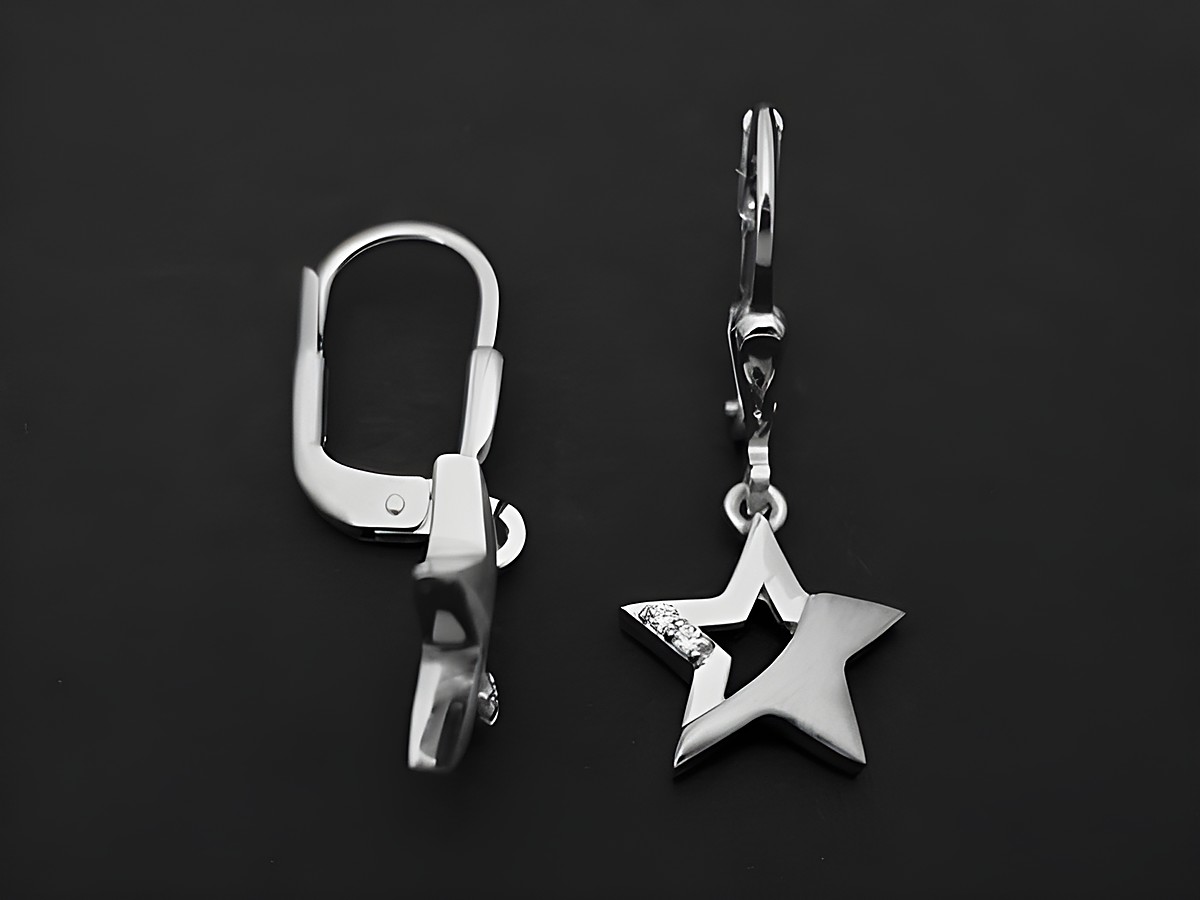 Hänger mit Stern, Silber Ohrringe, traumhaft, Zirkonia, weiß, Hersteller Juwelier Harnisch, Ohrhänger mit Stein, modernes Design, ideales Accessoire für jeden Anlass.