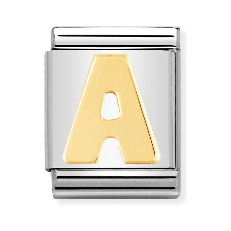 Nomination Composable Big Charm Buchstabe A - Edelstahl, Gold 750 Gelbgold