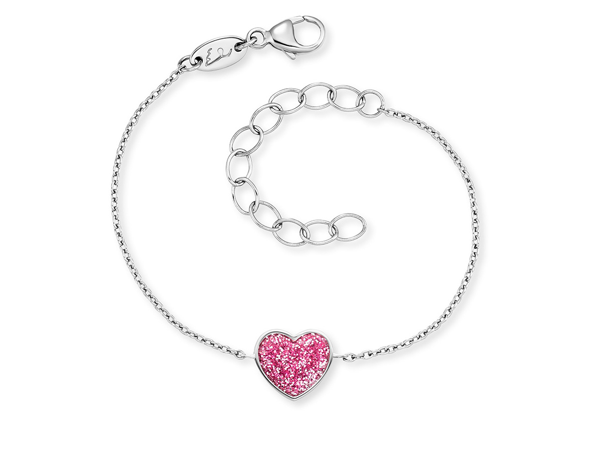 Glitzerherz Armband von Herzengel in Pink mit Emaille und einer Länge von 12 plus 4 cm, gefertigt aus hochwertigem Material und ideal für Stil- und Modeschmuckliebhaber.