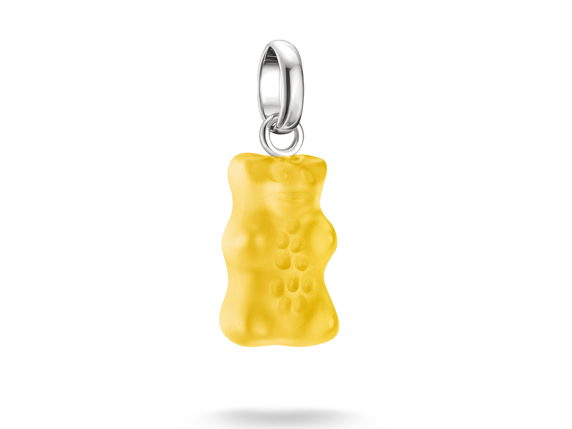 Charm aus Silber und Glas in Form eines gelben Gummibären, ideal für das Thomas Sabo Charm Club CONNECT-System. Edles Design für individuelle Schmuckgestaltung.
