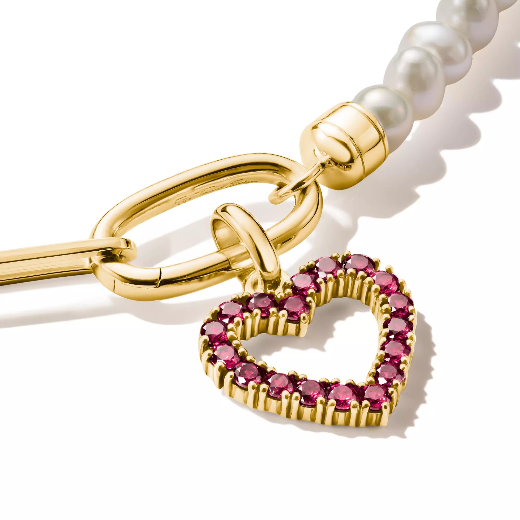 Thomas Sabo Connect - Charm Herz - 18k Gelbgold Vergoldung - Lab Grown Rubinv - Charm mit Öse – Ansicht 2