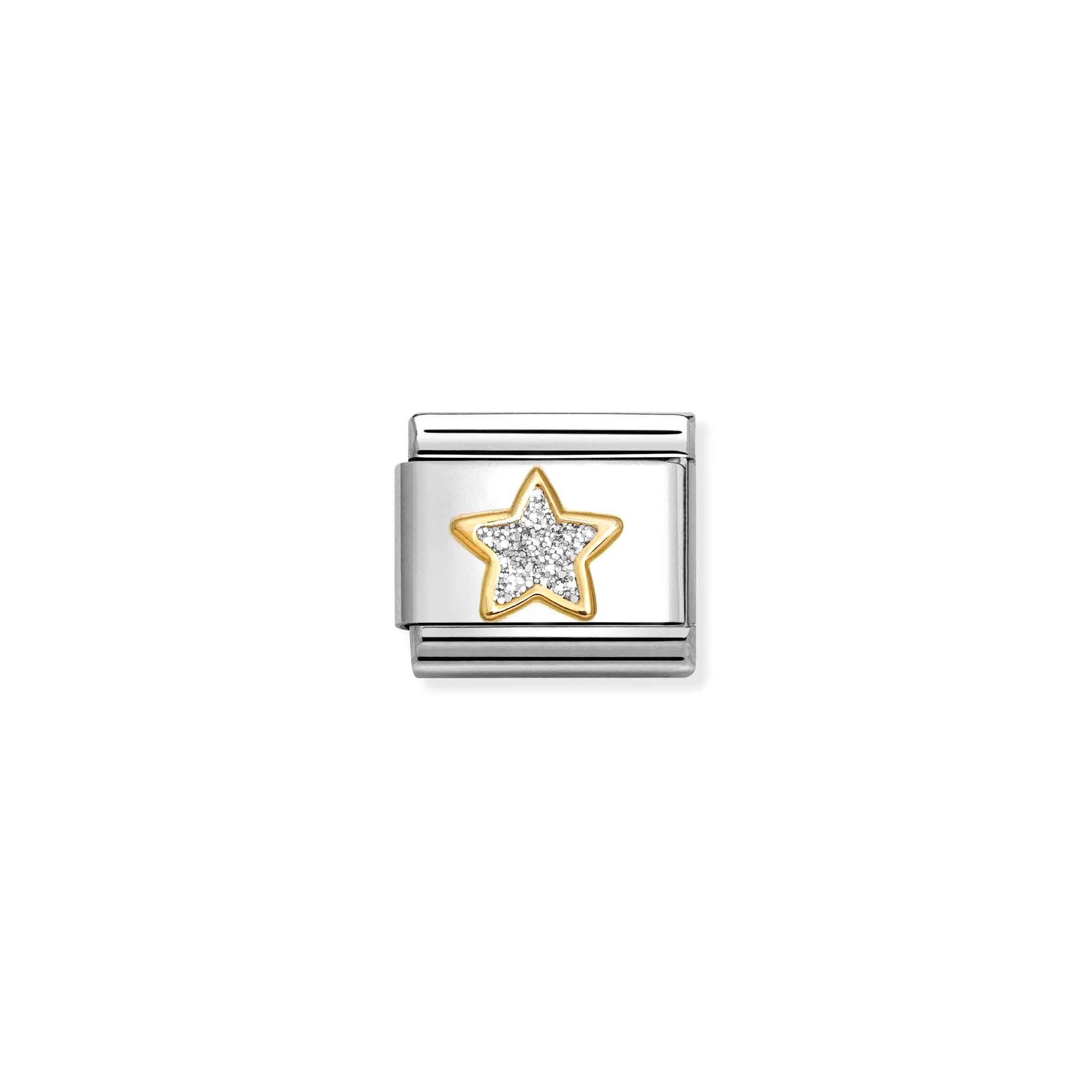 Nomination Composable Classic Charm Stern silber - Edelstahl, Gold 750 Gelbgold, Zirkonia