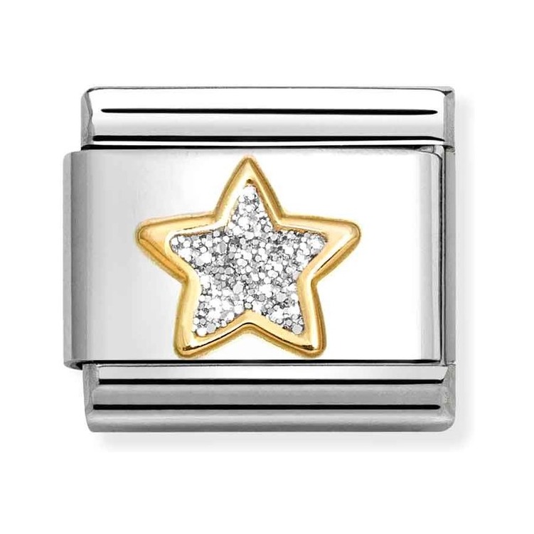 Nomination Composable Classic Charm Stern silber - Edelstahl, Gold 750 Gelbgold, Zirkonia