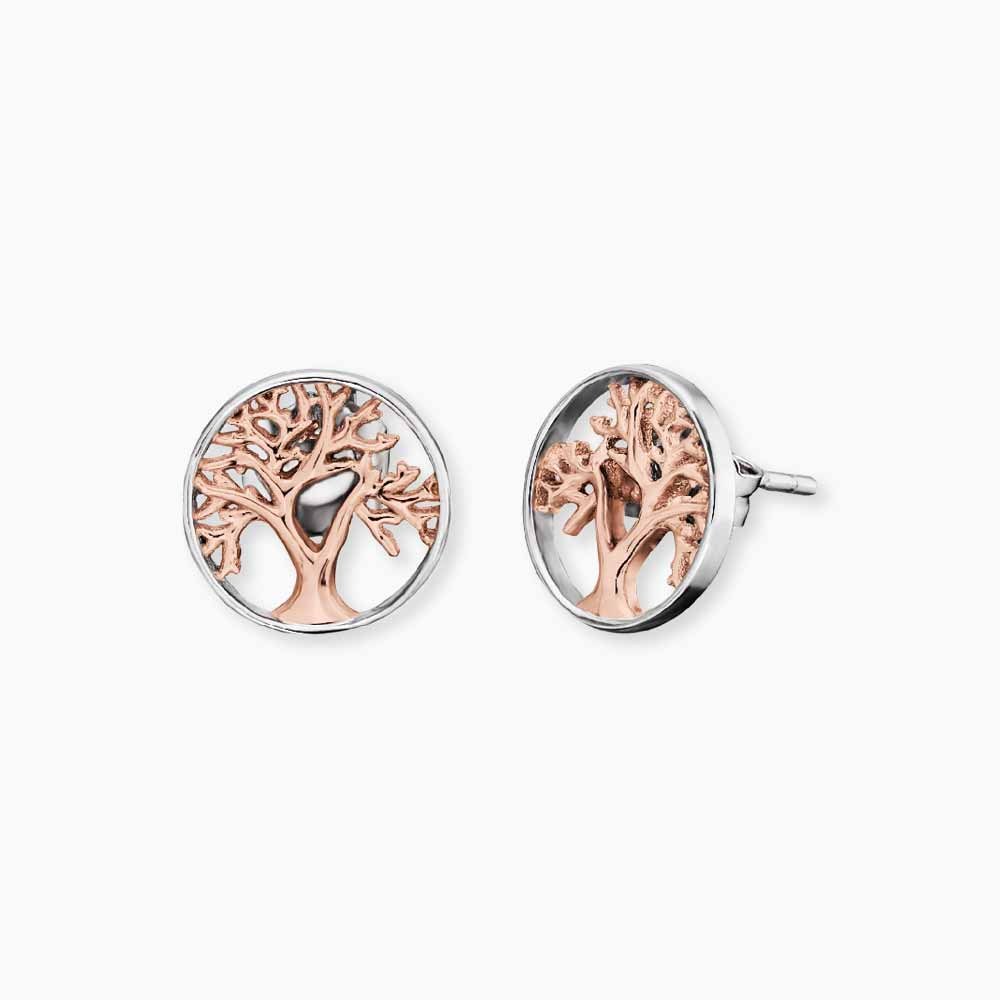 Engelsrufer ERE-LILTREE-BICOR LEBENSBAUM Ohrstecker Bicolor - Roségold vergoldet auf Silber 12 mm – Ansicht 2
