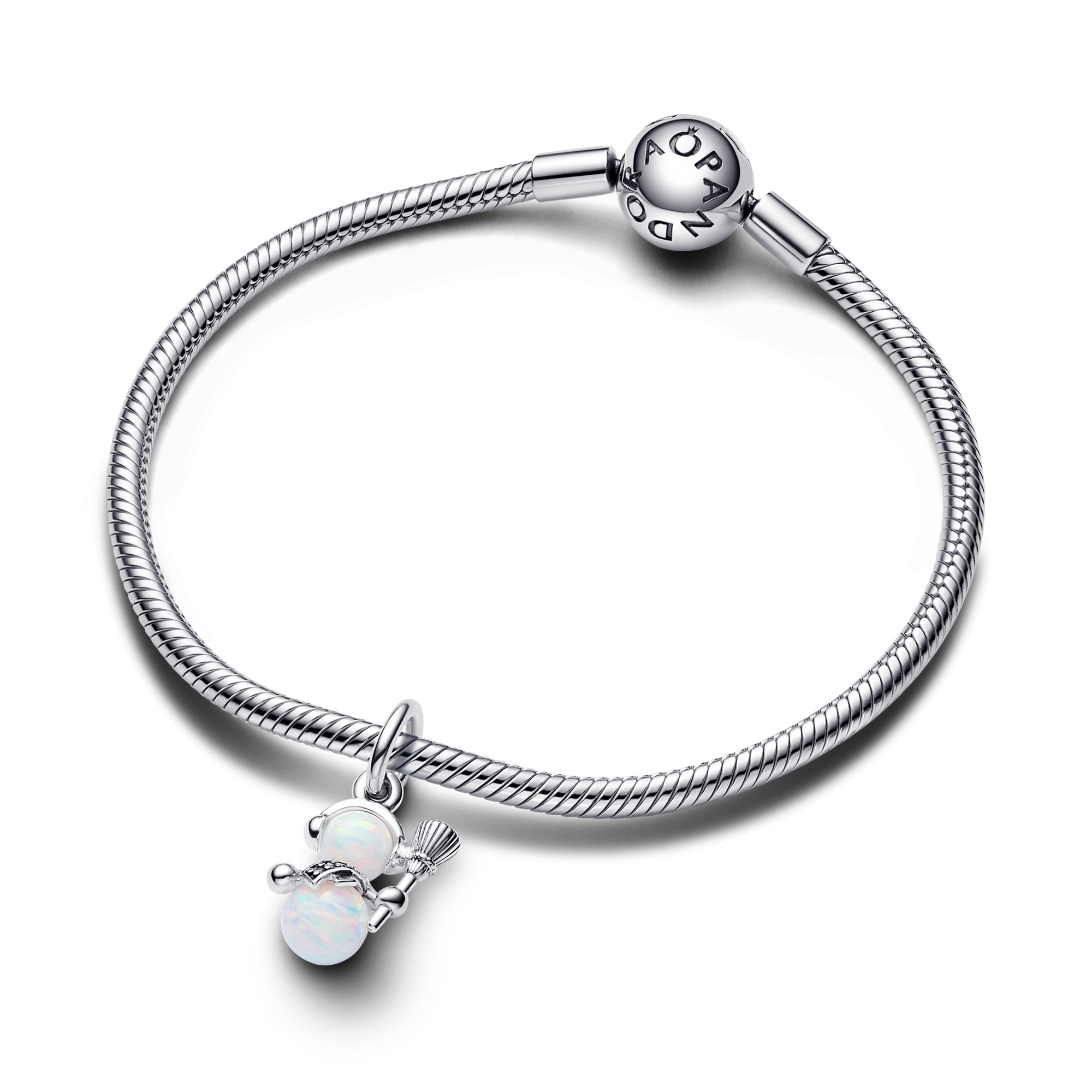 Pandora Schillernder Schneemann Charm-Anhänger - Sterling Silber - Steinmix Weiß – Ansicht 3