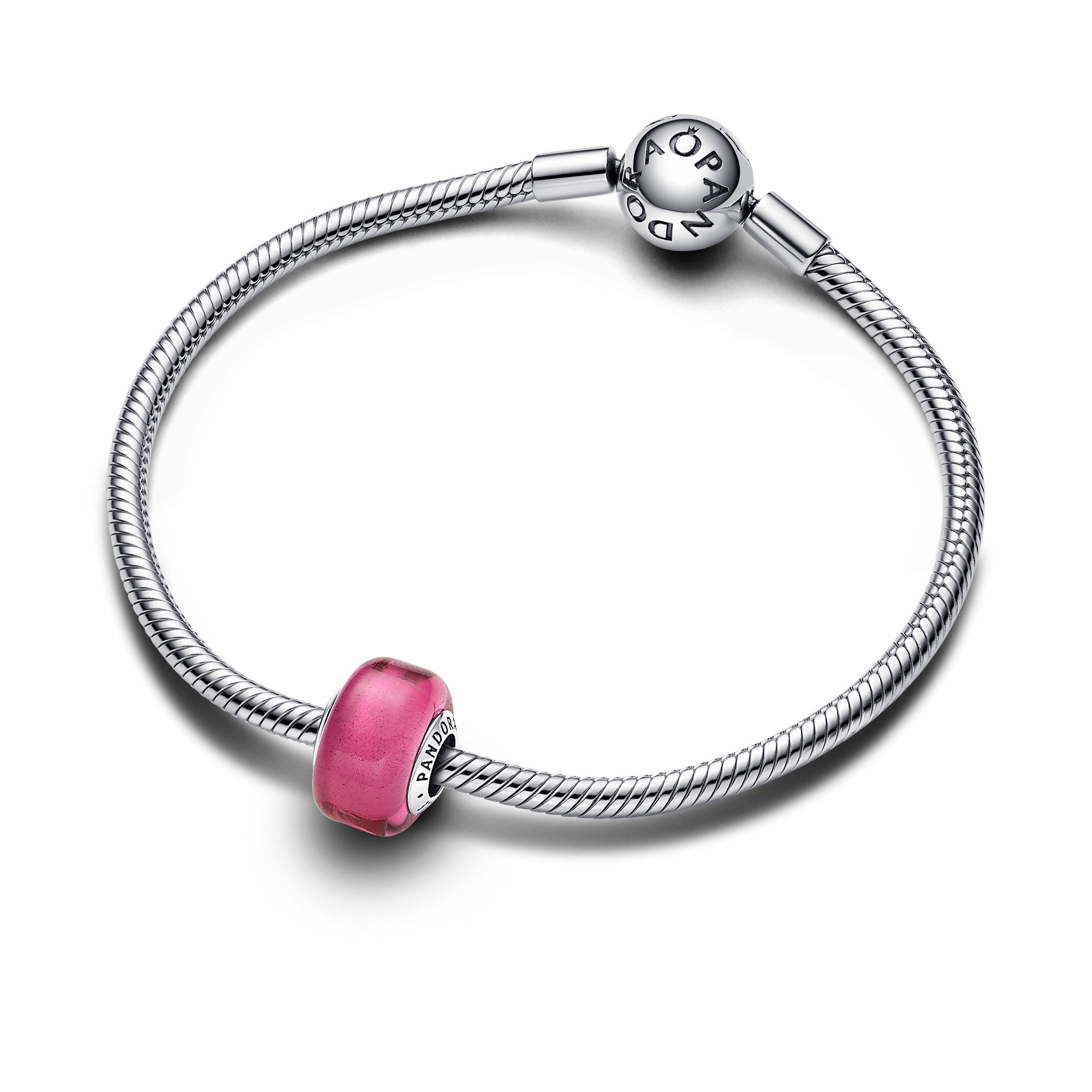 Pandora Rosafarbenes Murano-Glas Mini-Charm - Sterling Silber - Pink-Rosa Ansicht 3 – Ansicht 3