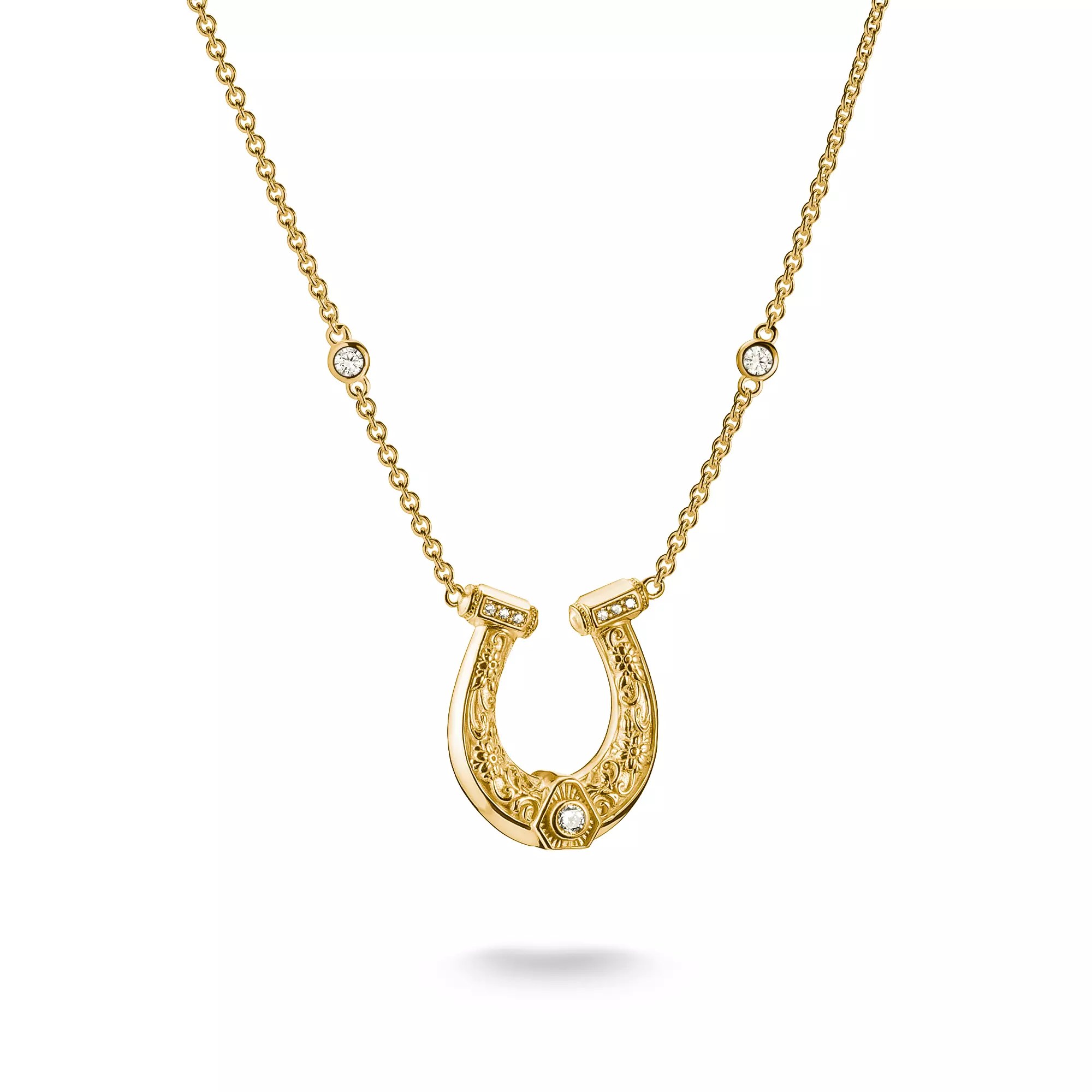 Thomas Sabo ELYNDRA Hufeisen Kette 45 - 50 cm - 750/- Gold auf Silber & Zirkonia - Weiß – Ansicht 2