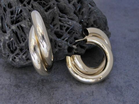 Ohrringe Rund Modeschmuck goldfarben edel von Juwelier Harnisch mit stylischen Ear Cuffs, elegant und modern, ideal für jeden Anlass.