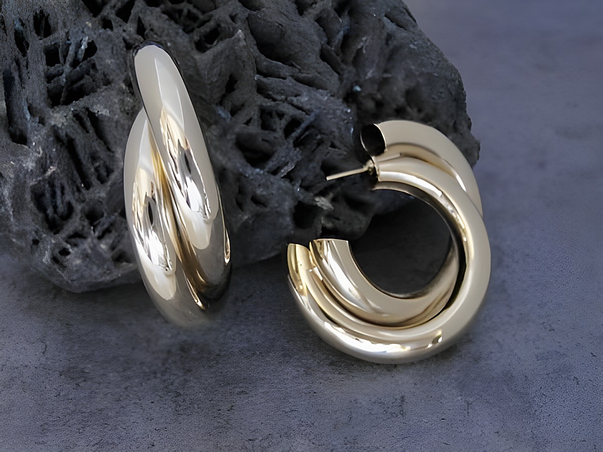 Ohrringe Rund Modeschmuck goldfarben edel von Juwelier Harnisch mit stylischen Ear Cuffs, elegant und modern, ideal für jeden Anlass.