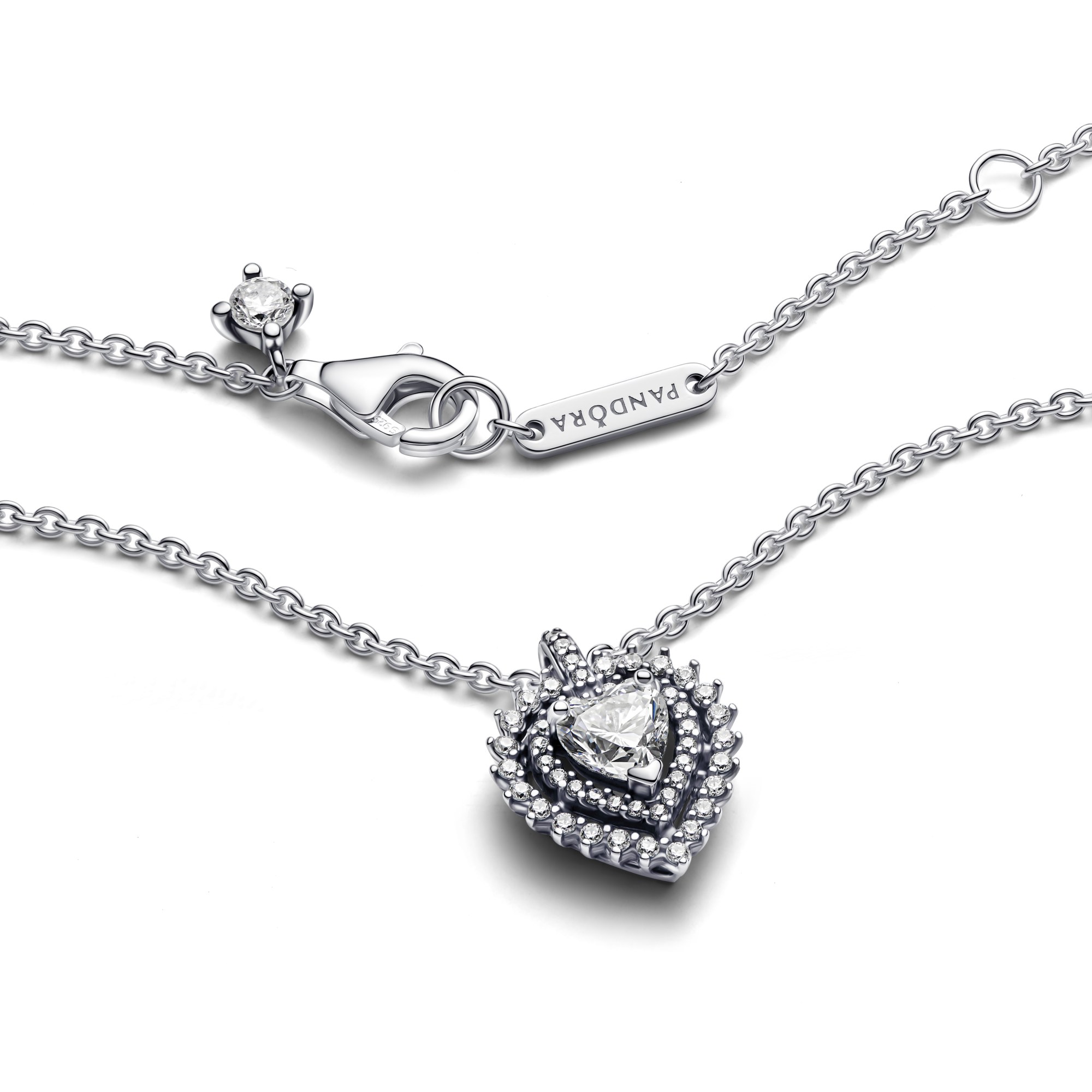 Pandora Funkelnder Herz-Strahlenkranz Anhänger-Halskette - Sterling Silber - Zirkonia klar - 45 cm – Ansicht 5