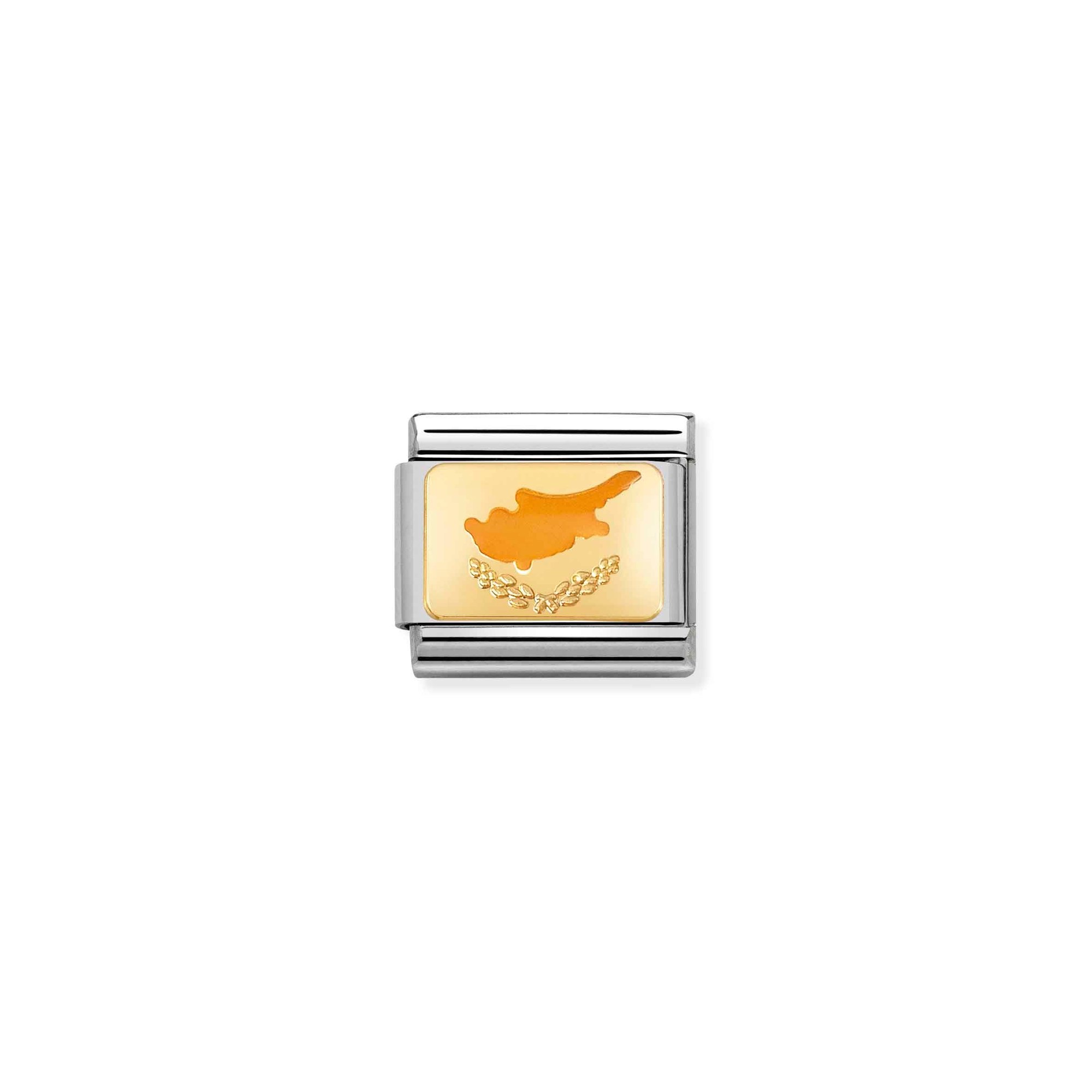 Nomination Composable Classic Charm Flagge Zypern - Edelstahl, Gold 750 Gelbgold, Emaille
