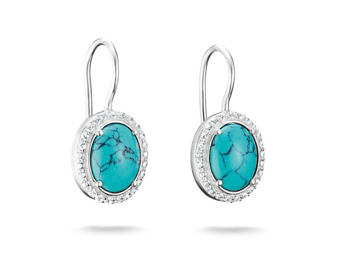 Thomas Sabo H2337-405-17 ELYNDRA Ohrringe - Sterling Silber & imit. Türkis & Zirkonia - Türkis