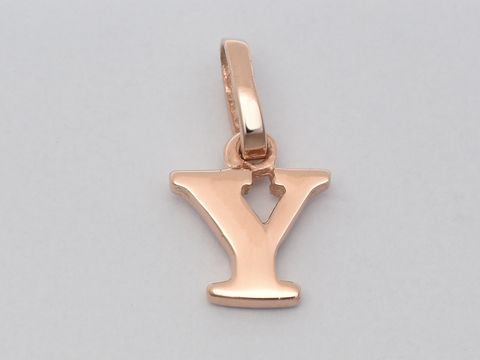 Y Buchstaben Anhänger 925 Sterling Silber rosé vergoldet, elegant und glänzend, von Hersteller Juwelier Harnisch, ideal als individuelles Schmuckstück oder Geschenk.
