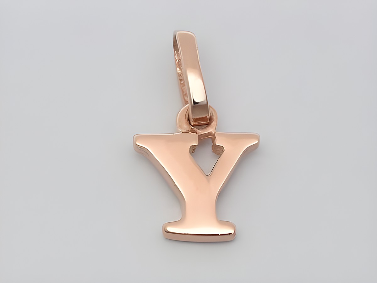 Y Buchstaben Anhänger 925 Sterling Silber rosé vergoldet, elegant und glänzend, von Hersteller Juwelier Harnisch, ideal als individuelles Schmuckstück oder Geschenk.