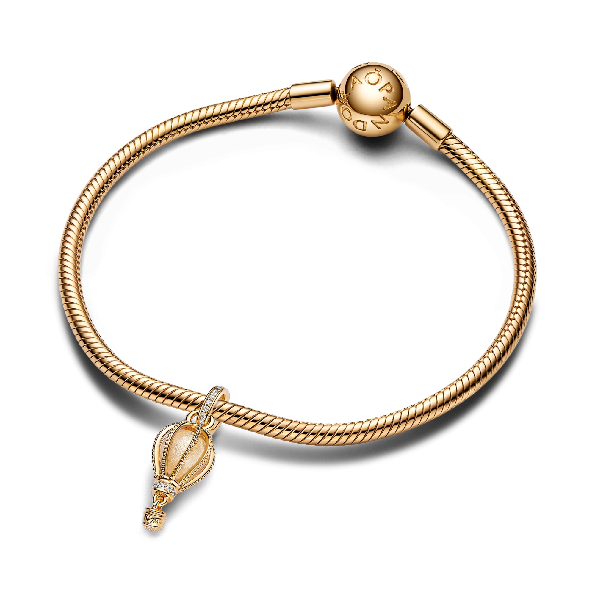 Pandora Funkelnder Klarer Heißluftballon Charm-Anhänger - Gelbgold verg. - Zirkonia klar – Ansicht 4