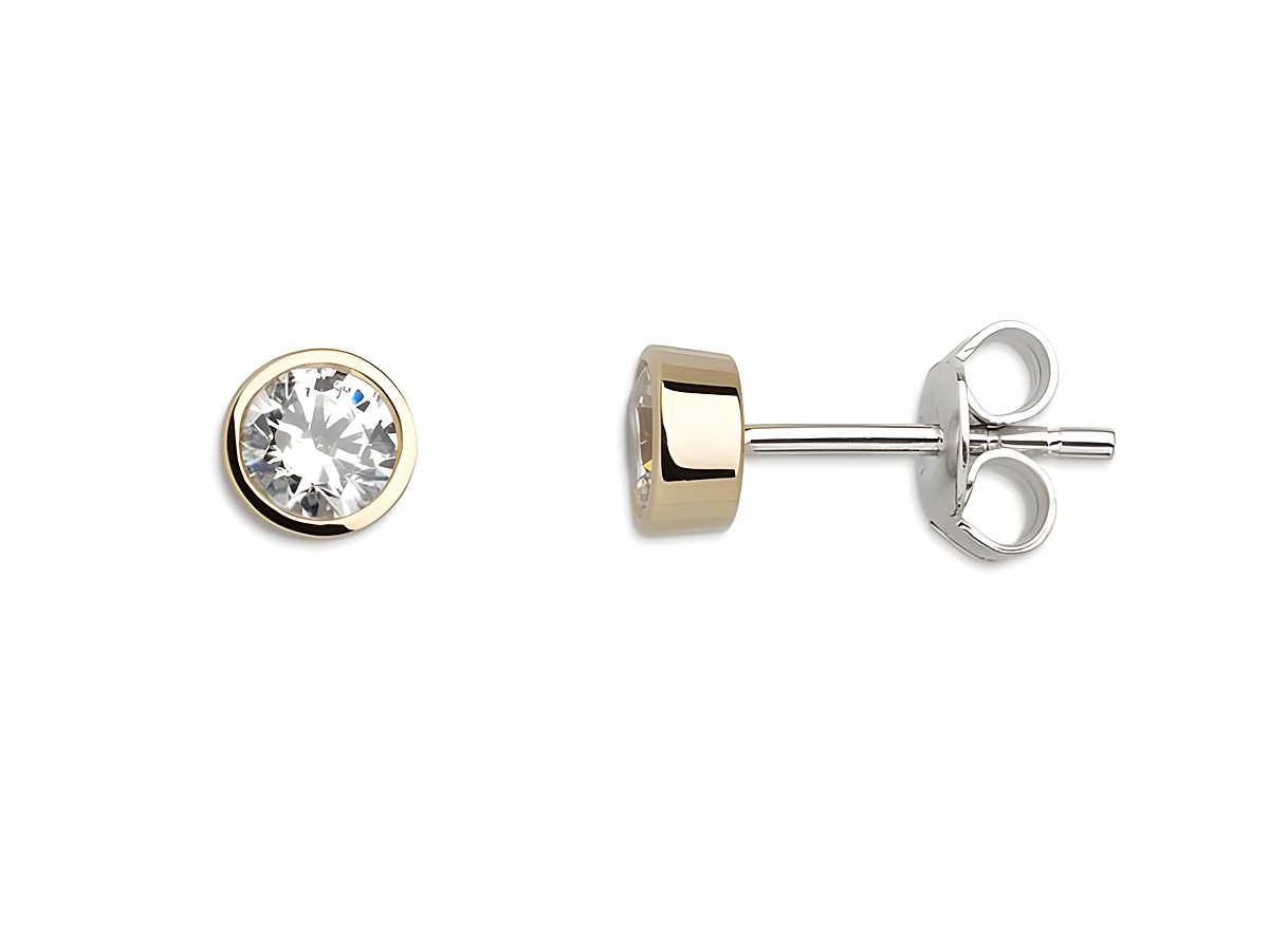 Xenox Sterling Silber Ohrringe XS7028G ZARGE GOLD Gelbgold Verg. Zarge mit funkelndem Stein, eleganter Ohrschmuck für jeden Anlass. Ideal für stilbewusste Frauen.