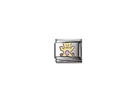 403021232-0 Ein emaillierter Charms-Anhänger mit einem rosa Bären, der fröhlich lächelt und pinke Pfoten hat, aus der Kollektion Classic Tiere von Nomination.