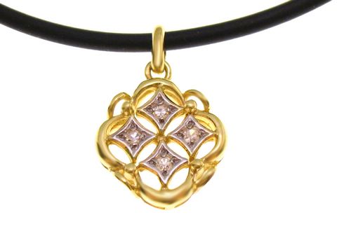 Bicolor Design Goldanhänger mit Diamanten aus dem Hause Juwelier Harnisch, elegant verarbeitet mit funkelnden Brillanten, ideal für besondere Anlässe.
