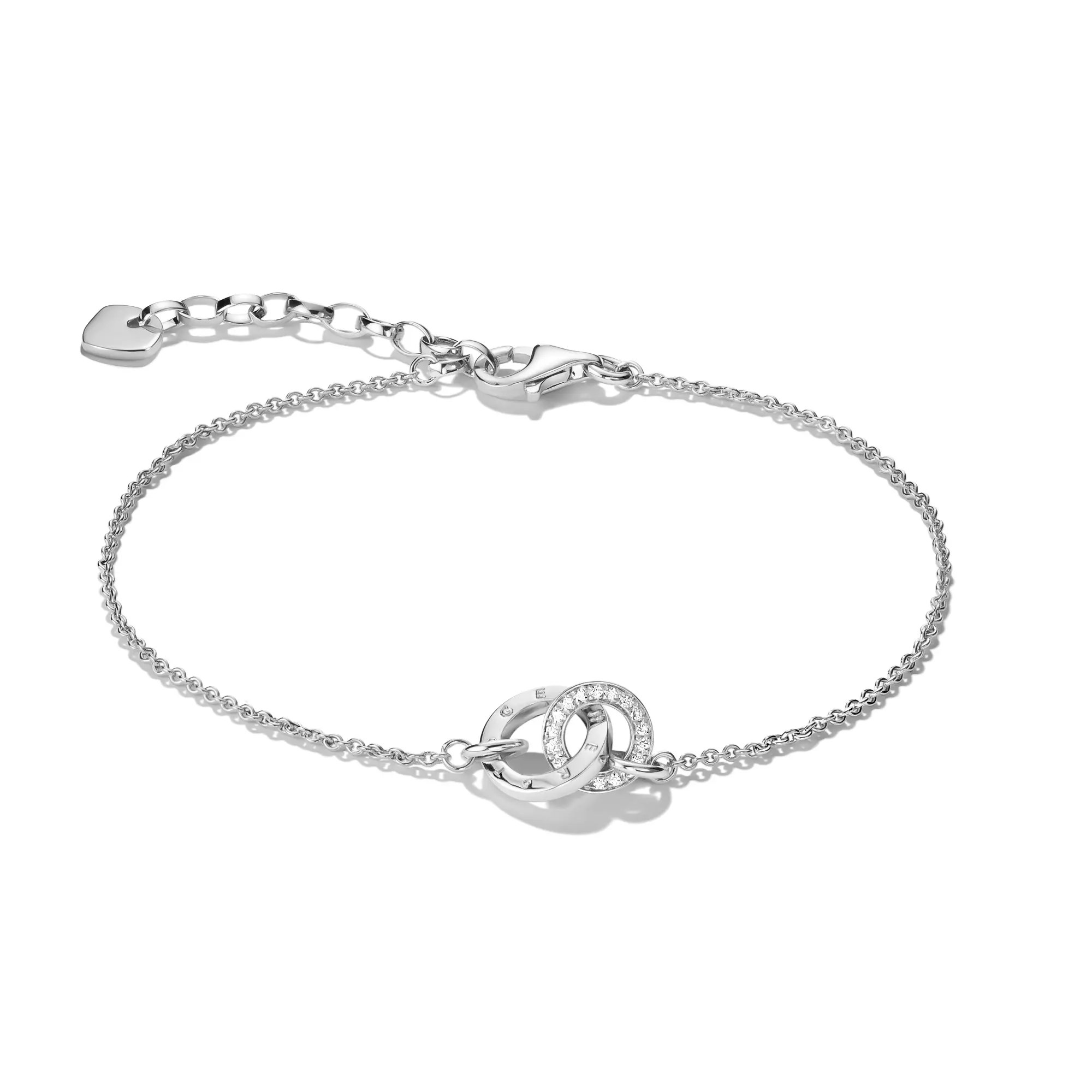 Thomas Sabo Armband Together mit weißem Zirkonia – Silber – kleine Doppelringe – 19 cm
