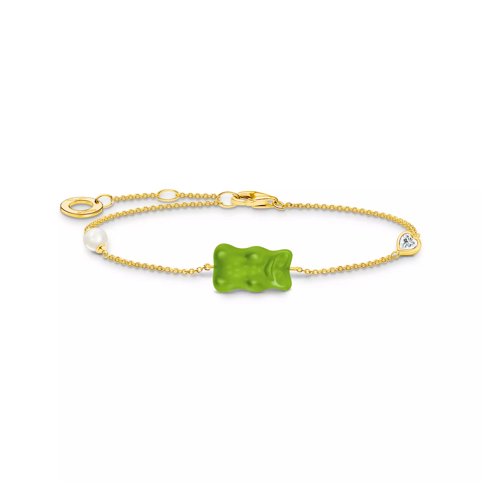 Thomas Sabo Armband - HARIBO Gummibärchen - Goldbär - Silber Gelbgold verg. & Perle & Zirkonia - Grün - 16 bis - 19 cm verstellbar