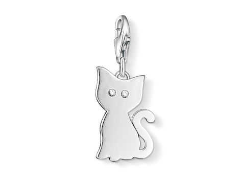 40003610-0 Silberner Katzen Charm von Thomas Sabo, Modell 1014-051-14, aus Sterling Silber mit Zirkonia, tierisches Design, ideal für persönliche Schmuckstücke oder als Geschenk.