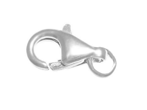 Karabiner für Silber Charms klein aus rhodiniertem Sterling Silber, Hersteller Juwelier Harnisch, geeignet für die Verwendung als Zubehör für Schmuckstücke.