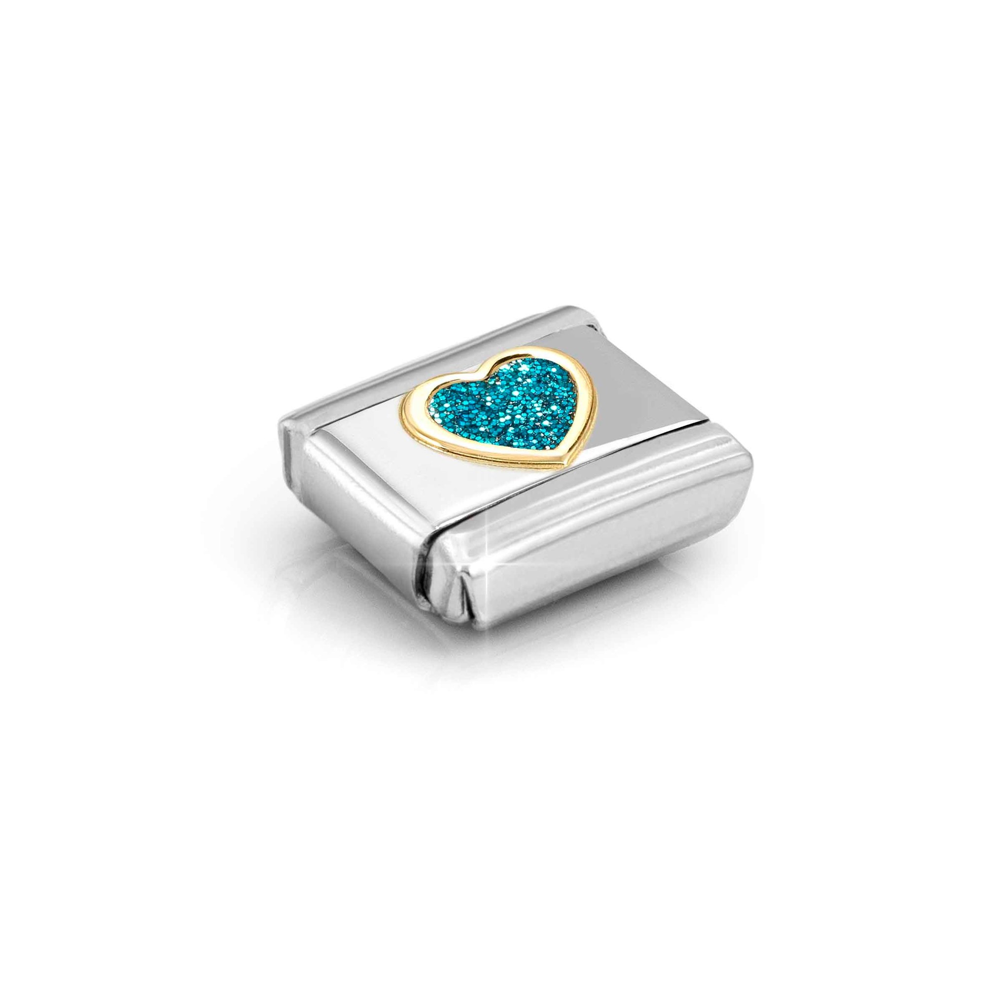 Nomination Composable Classic Charm Herz hellblau - Edelstahl, Gold 750 Gelbgold, Emaille, Zirkonia – Ansicht 3