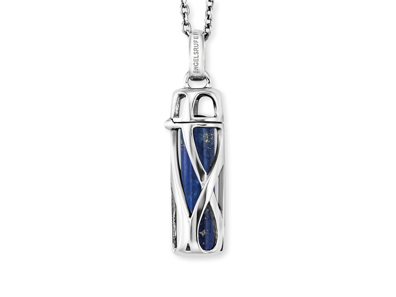 Engelsrufer ERN-HEAL-LP-S HEAL Kette Powerful Stone - Kraftstein - Lapislazuli - Silber rhod. & Blau 45cm Gr. S Eine elegante Silberkette mit einem Anhänger aus Lapislazuli, umgeben von einer filigranen, rhodinierten Fassung, die die blaue Farbe des Steins betont. Die Kette hat eine Länge von 45 cm.