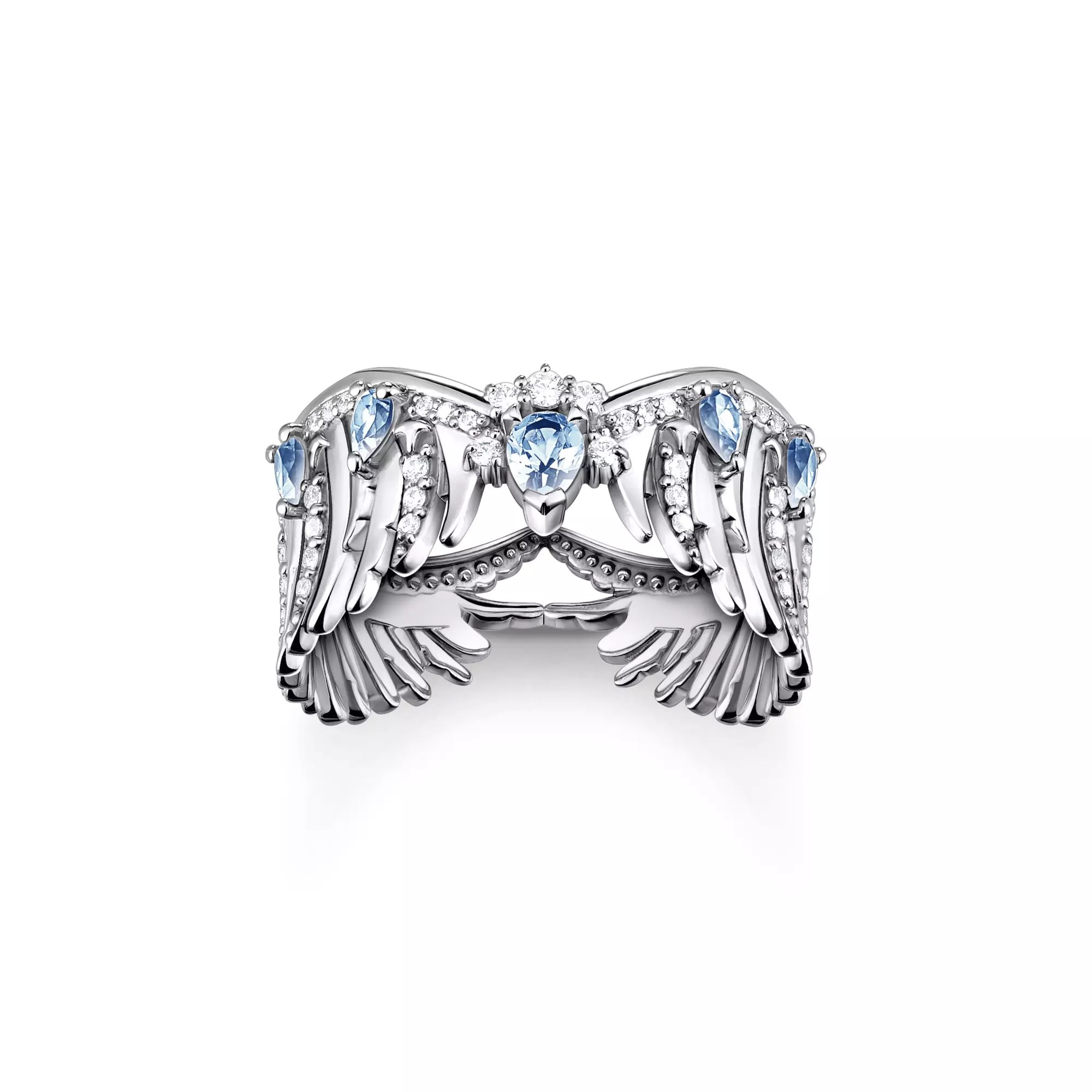 Thomas Sabo Ring - Sterling Silber - geschwärzt + syn. Spinell + Zirkonia