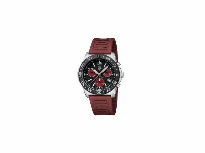 Luminox Sea XS.3155.1 Armbanduhr in 44 mm mit schwarzem Ziffernblatt, roten Akzenten und rotem Gummiband, ideal für den sportlichen Einsatz, Hersteller Luminox, neu.
