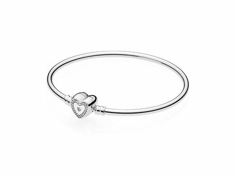 PANDORA - 590729CZ-17 - Armreif mit Herz-Verschluss - Silber Armreif - Zirkonia - 17 cm - Moments