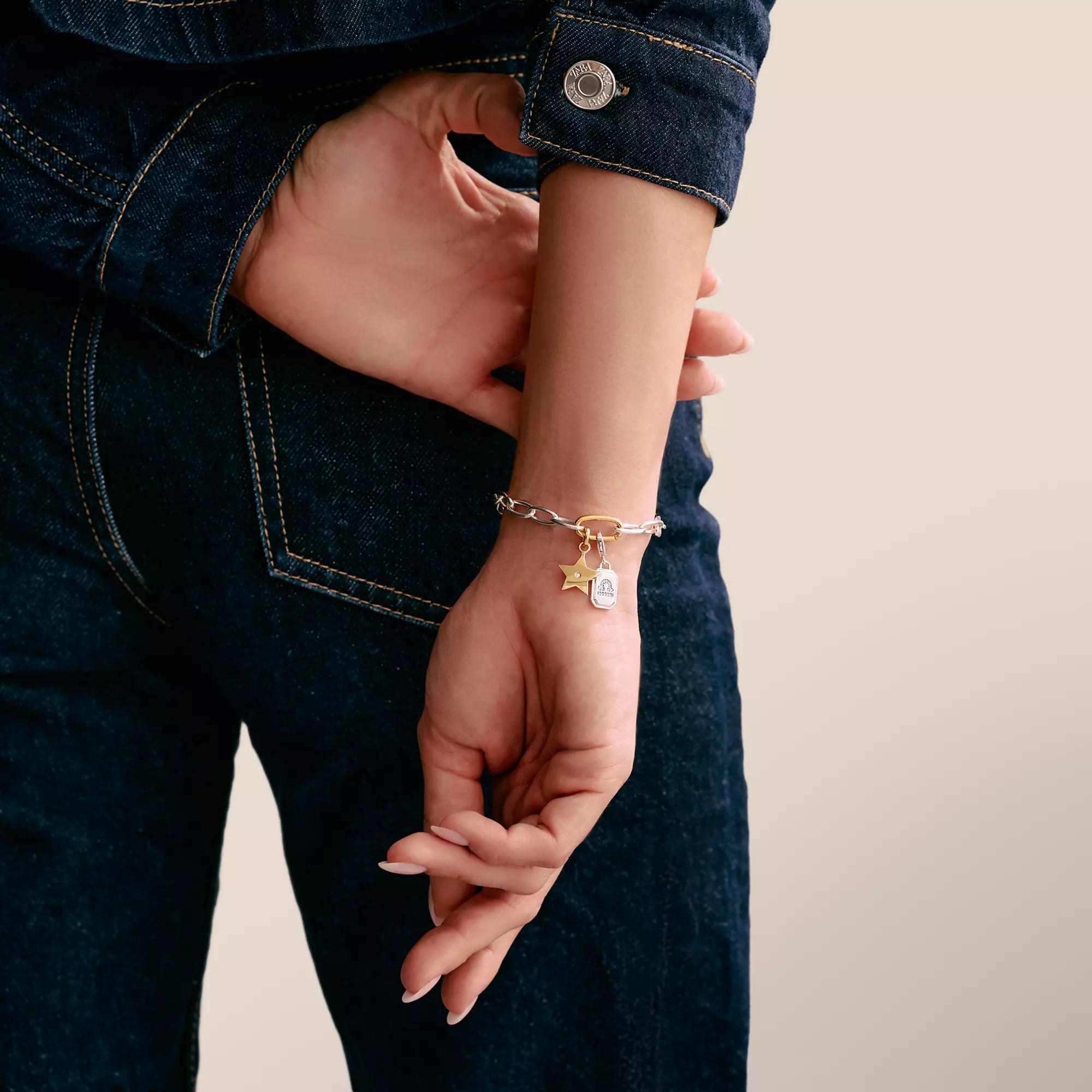 Thomas Sabo Connect - Charm Armband Bicolour mit einem Connect Link - Silber & Gelbgold Verg. - 17 cm – Ansicht 4