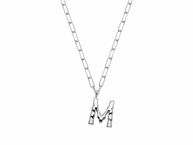 Xenox Sterling Silber Kette XS4150W/M mit einem auffälligen Buchstaben M als Anhänger, elegant und modern, perfekt für individuelle Styles, 45 cm lang, hochwertiges Design von Xenox.